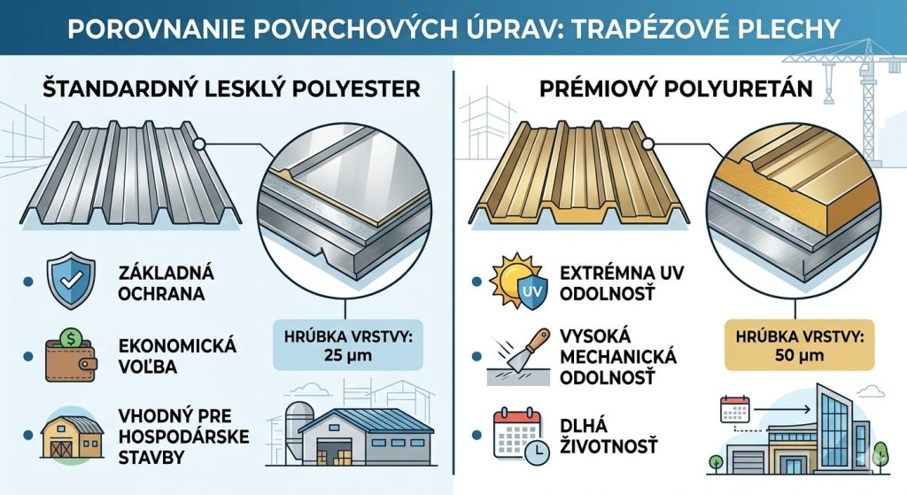 Porovnanie povrchových úprav pre trapézové plechy