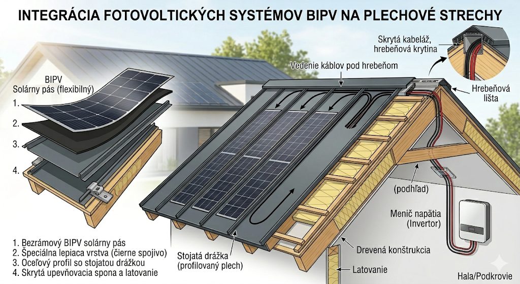 integrácia fotovoltických systémov na plechové strechy